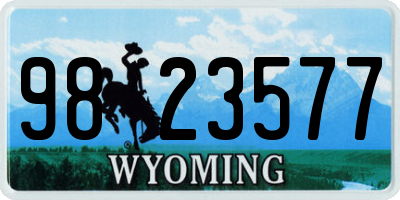 WY license plate 9823577