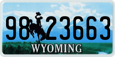 WY license plate 9823663