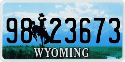 WY license plate 9823673
