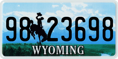 WY license plate 9823698