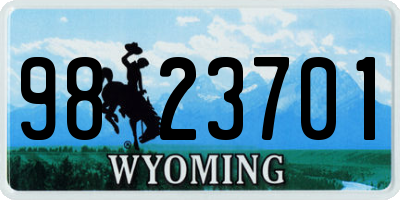 WY license plate 9823701