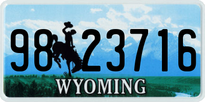 WY license plate 9823716