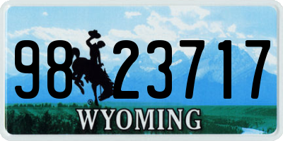WY license plate 9823717