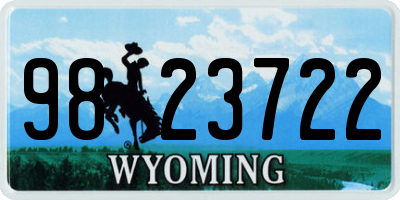WY license plate 9823722