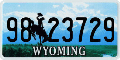 WY license plate 9823729