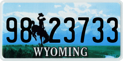 WY license plate 9823733