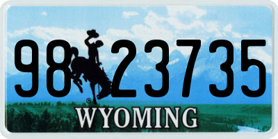 WY license plate 9823735