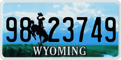 WY license plate 9823749