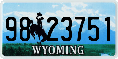 WY license plate 9823751