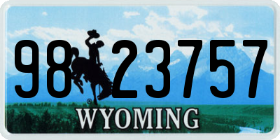 WY license plate 9823757
