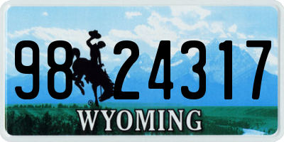 WY license plate 9824317