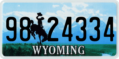 WY license plate 9824334