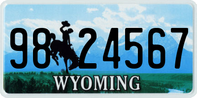 WY license plate 9824567
