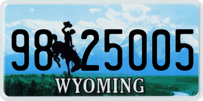 WY license plate 9825005