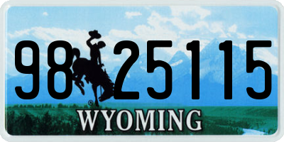 WY license plate 9825115