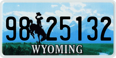 WY license plate 9825132