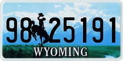 WY license plate 9825191