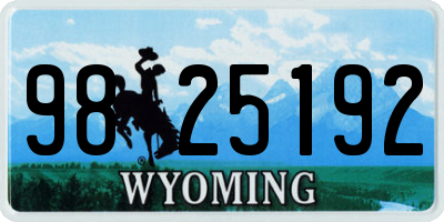 WY license plate 9825192