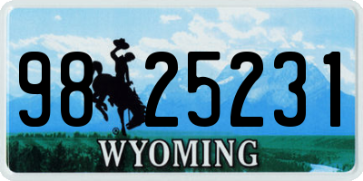 WY license plate 9825231