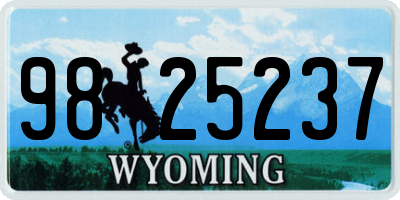 WY license plate 9825237