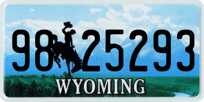 WY license plate 9825293