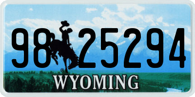 WY license plate 9825294