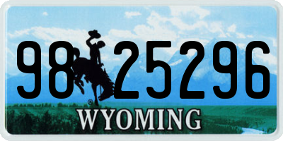 WY license plate 9825296