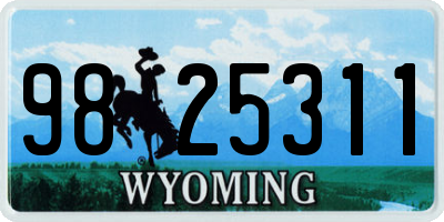 WY license plate 9825311