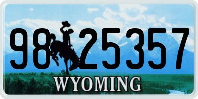 WY license plate 9825357