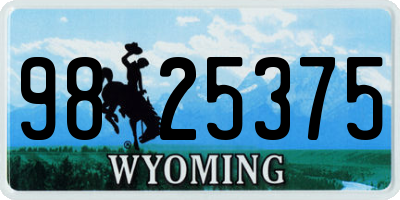 WY license plate 9825375