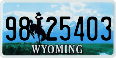 WY license plate 9825403