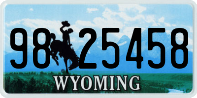 WY license plate 9825458