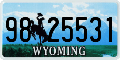 WY license plate 9825531