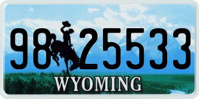 WY license plate 9825533