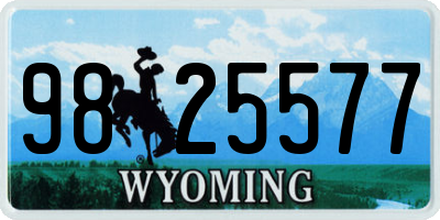WY license plate 9825577