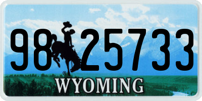 WY license plate 9825733