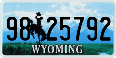 WY license plate 9825792