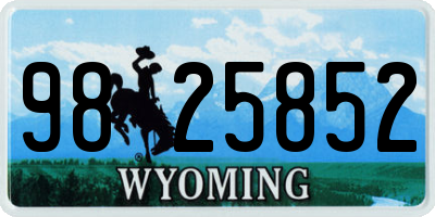 WY license plate 9825852