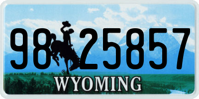 WY license plate 9825857