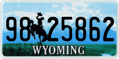 WY license plate 9825862