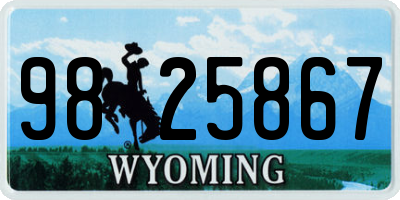 WY license plate 9825867