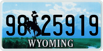 WY license plate 9825919