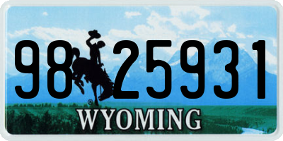 WY license plate 9825931