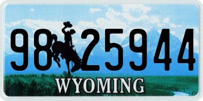 WY license plate 9825944