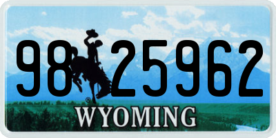 WY license plate 9825962
