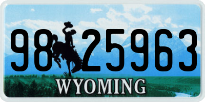 WY license plate 9825963