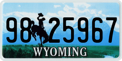 WY license plate 9825967
