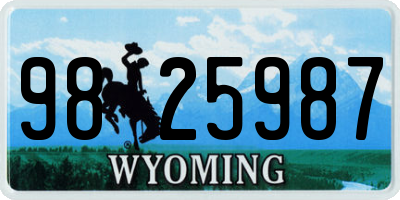 WY license plate 9825987