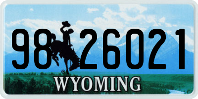 WY license plate 9826021