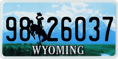 WY license plate 9826037